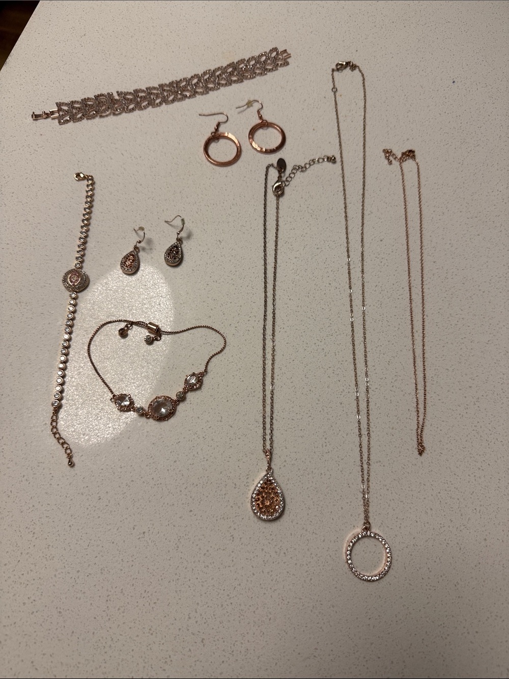 Rose gold Rhinestone Jewelry Lot